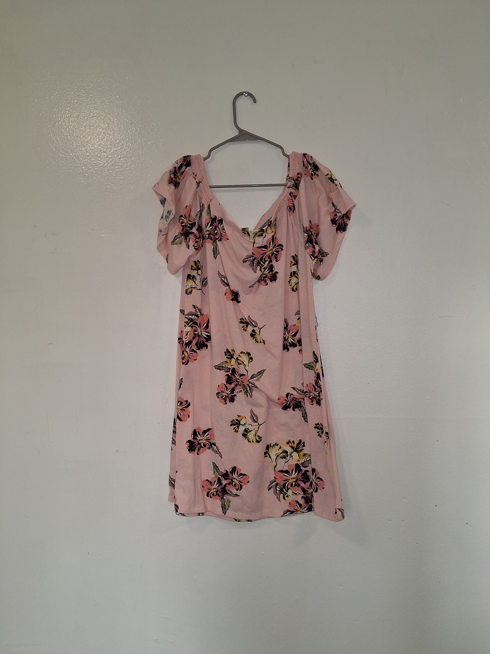 Pink Floral Off-Shoulder Mini Dress Size L